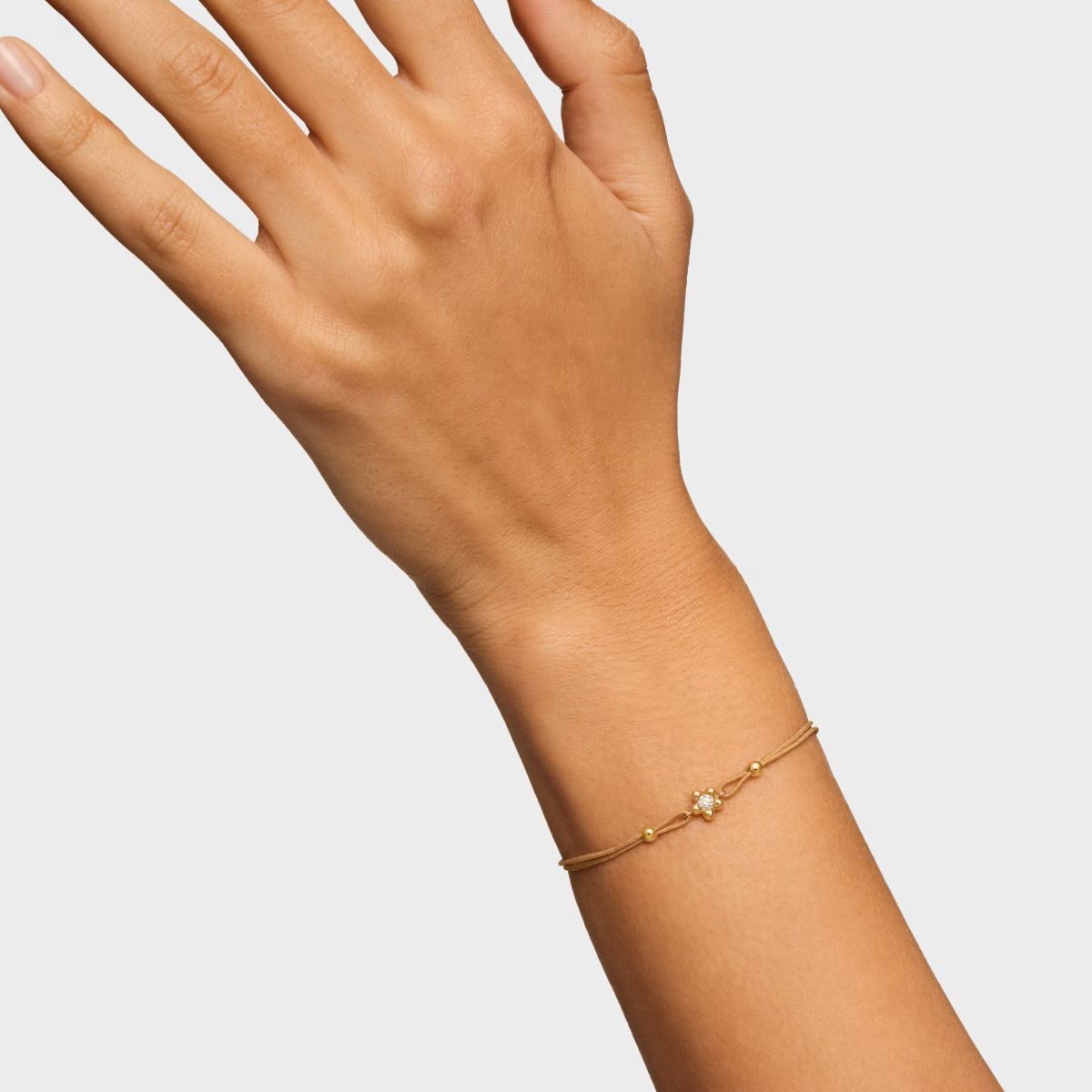 Pulsera de oro con diamante creado en laboratorio y nylon camel TOUS Lili