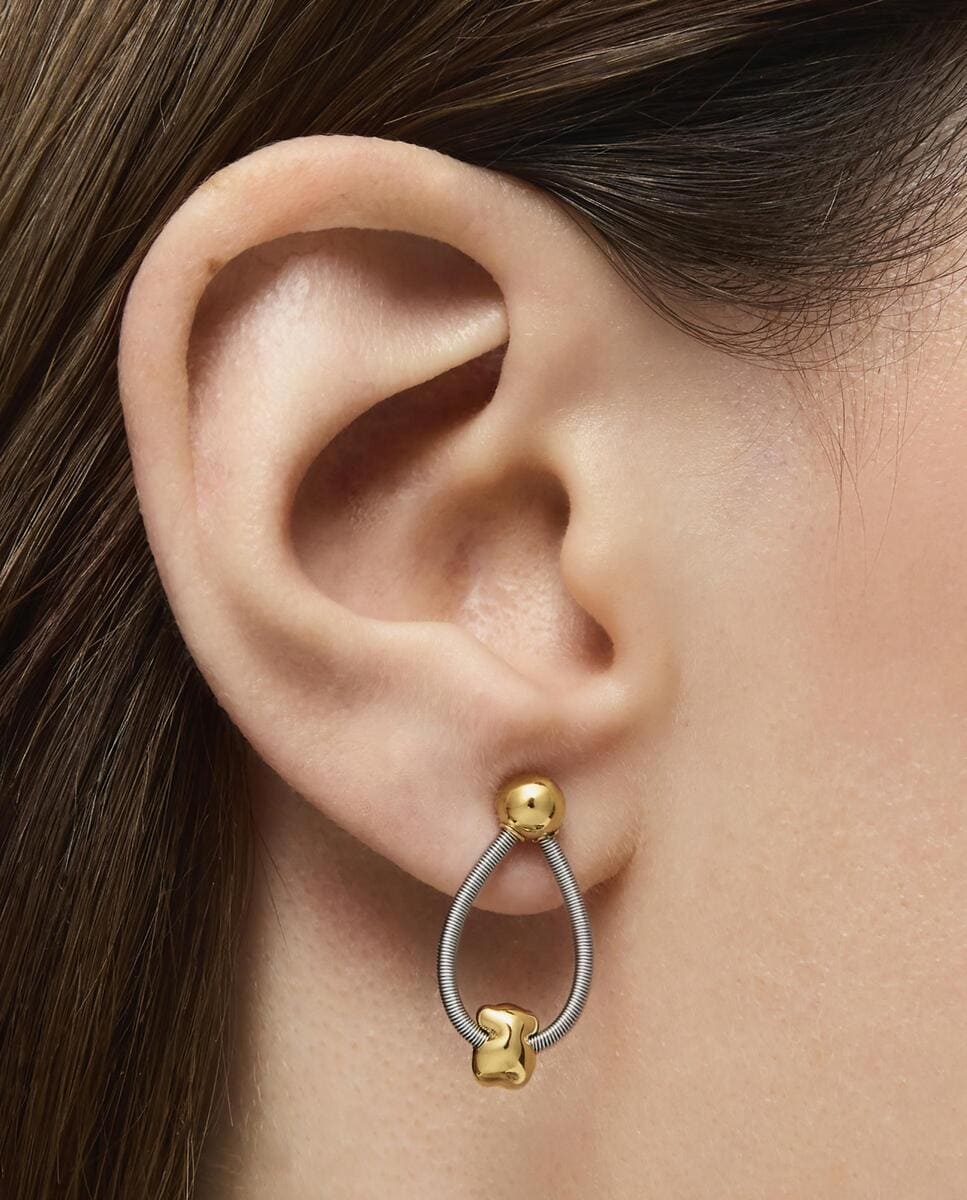 Pendientes Mesh Tube cortos de oro y acero