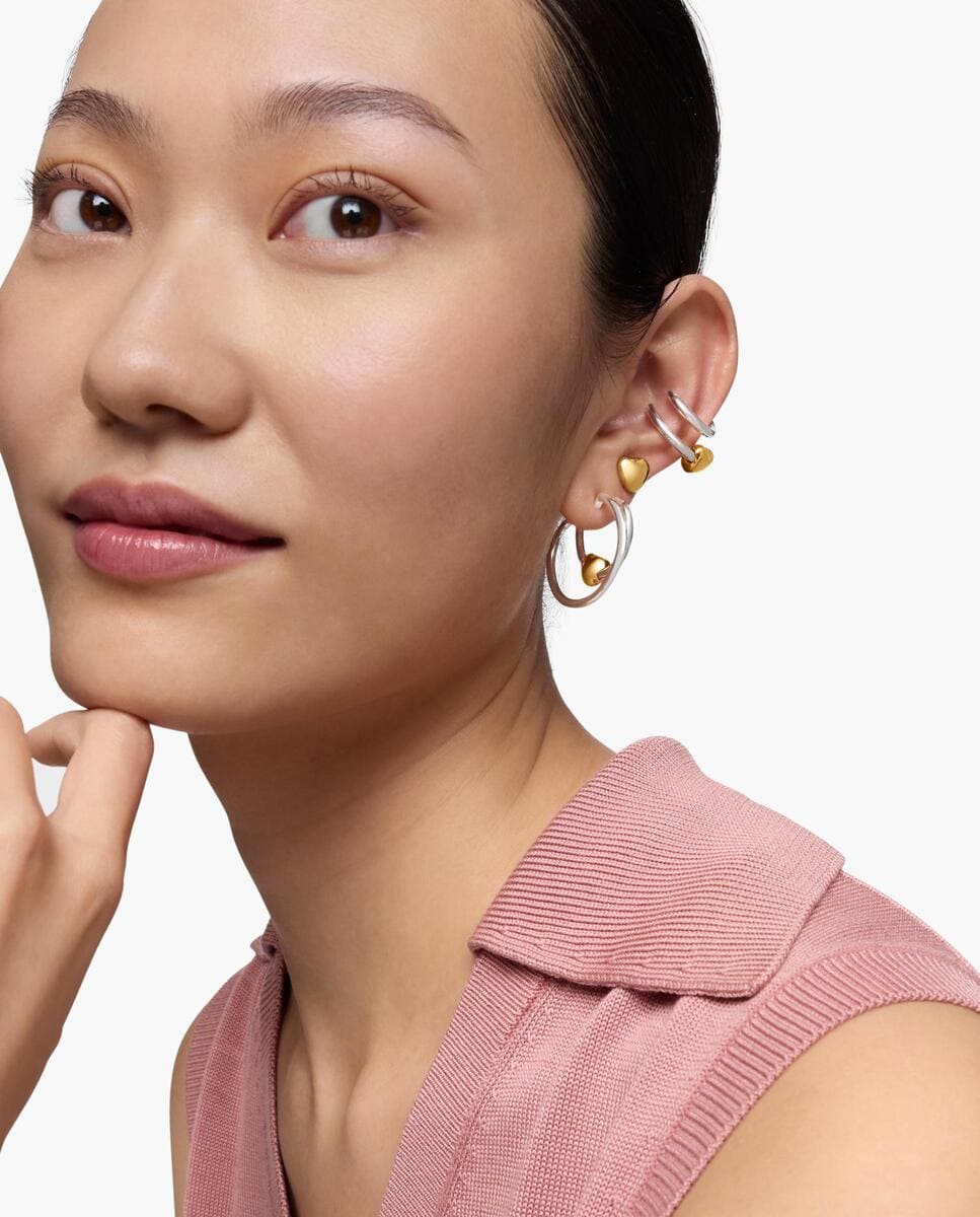 Pendientes Flechazo doble aro bicolor con corazón