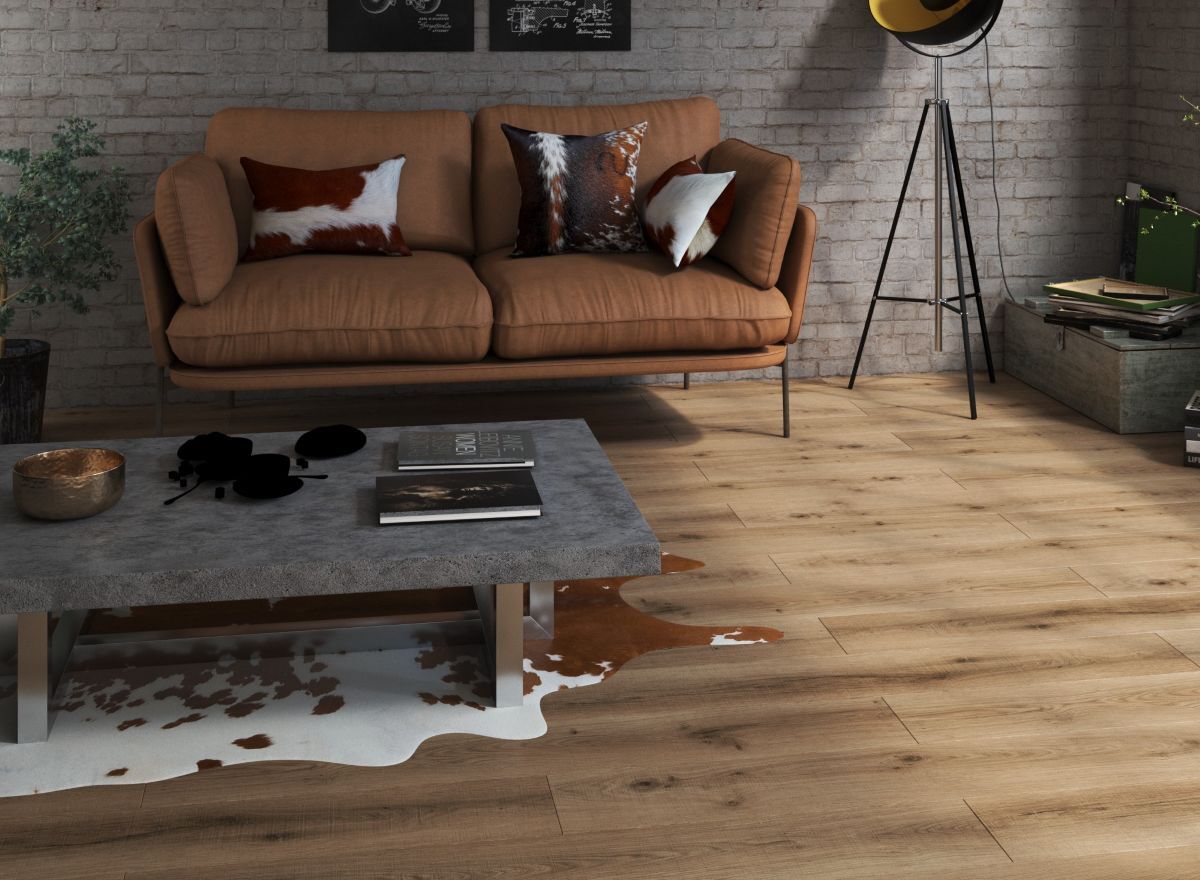 Suelo vinílico SPC clic Glentana Extrem efecto madera oscura de Leroy Merlin