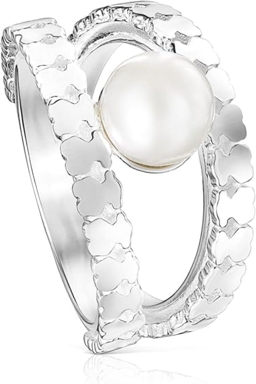 TOUS Anillo tiras de plata y perla Straight en Amazon