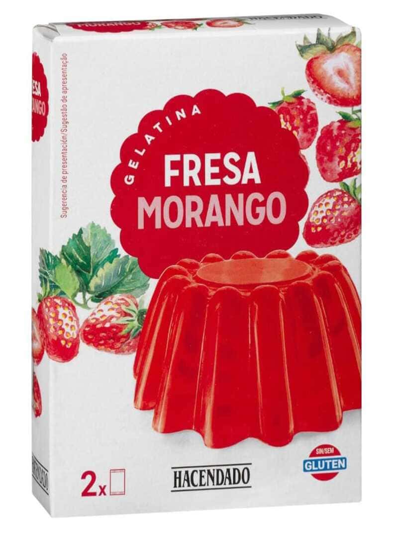 Preparado en polvo gelatina fresa Hacendado
