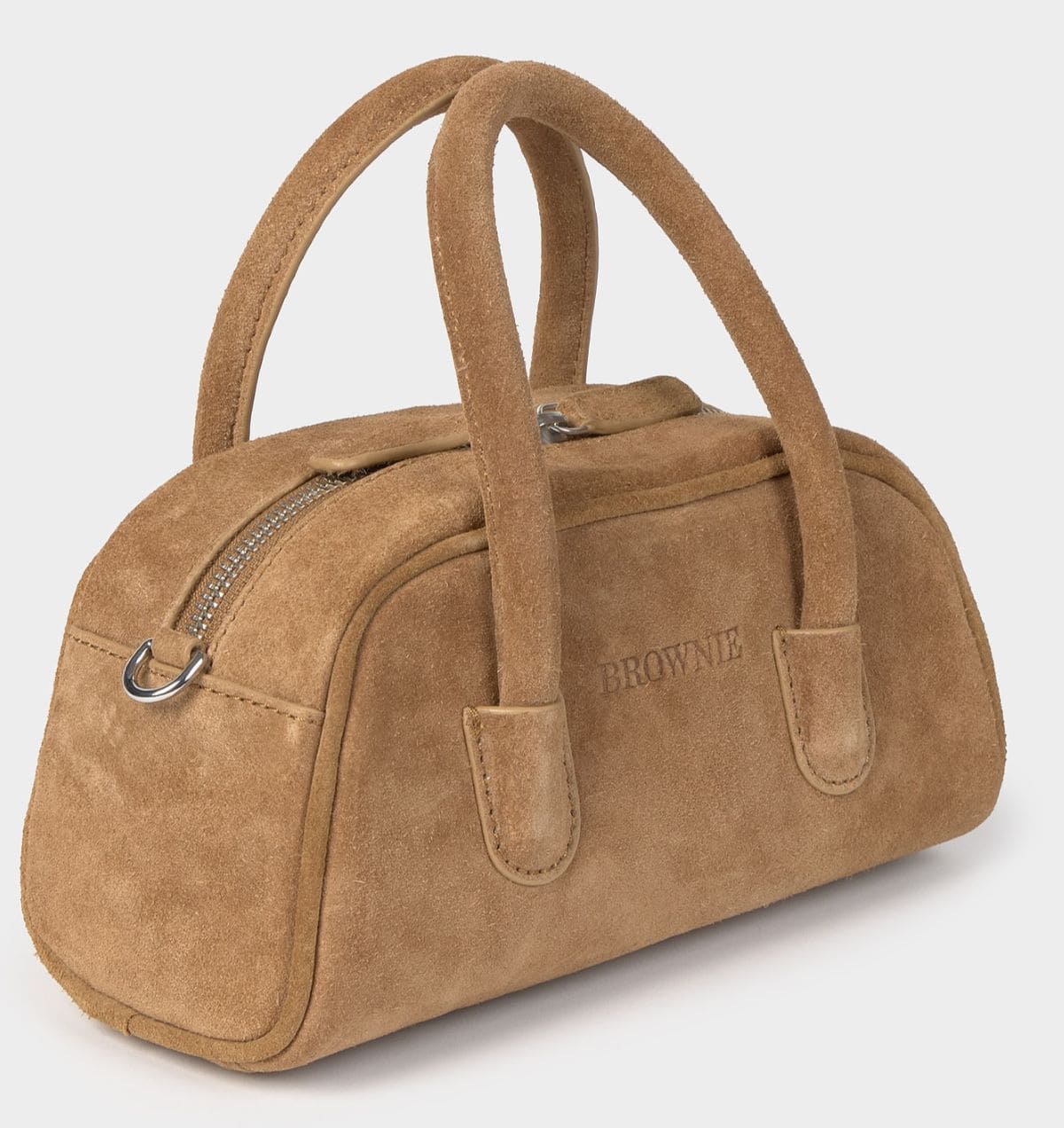 Bolso de hombro de piel con logo, Brownie