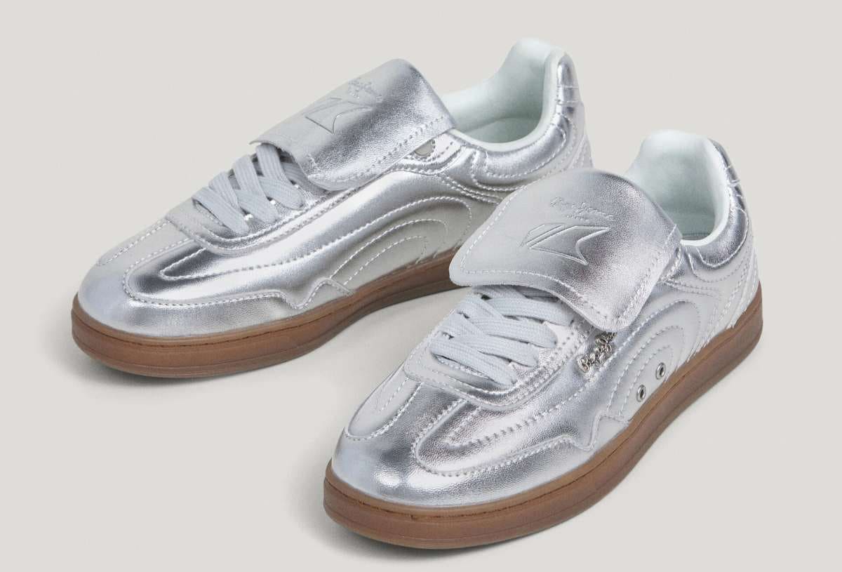Zapatillas de piel metalizadas ball de Pepe Jeans