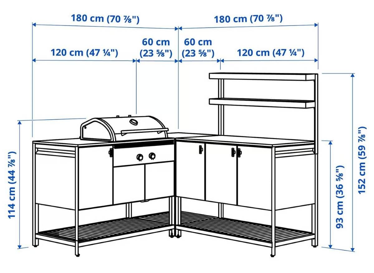 BÅTSKÄR Cocina exterior y barbacoa carbón de Ikea