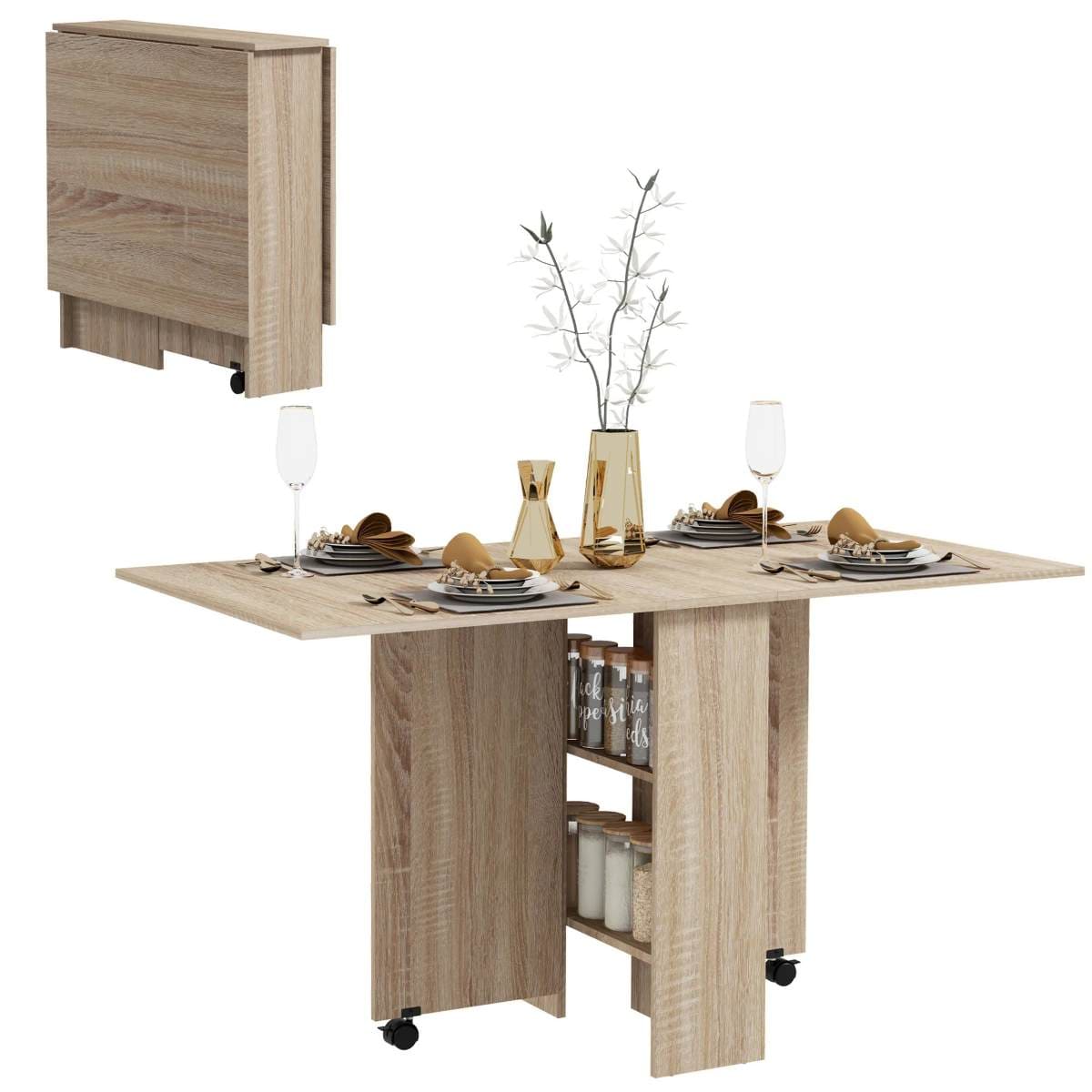 Mesa Plegable Cocina HOMCOM Melamina de Madera Madera Natural en Leroy Merlin