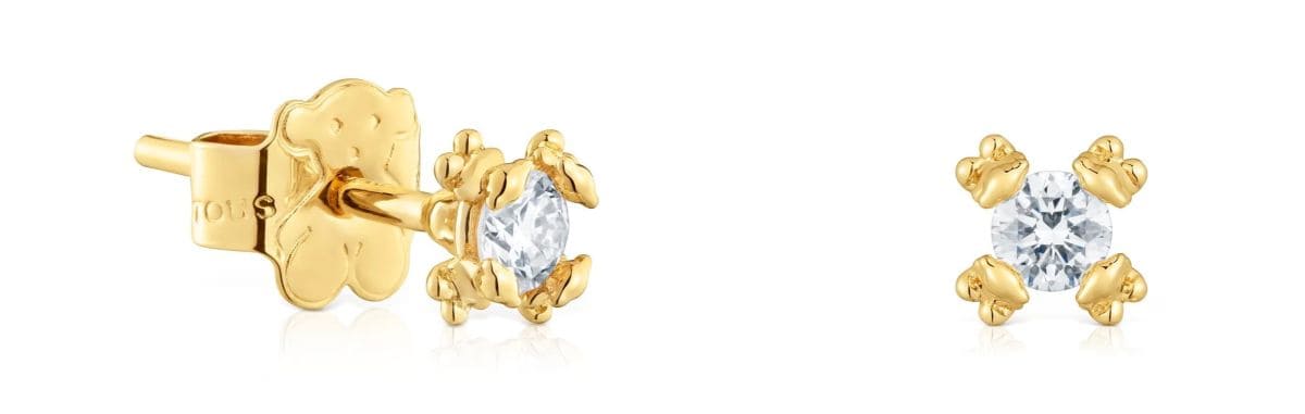 Pendientes con baño de oro 18 kt sobre plata y diamantes creados en laboratorio 4 mm Color Pills de TOUS
