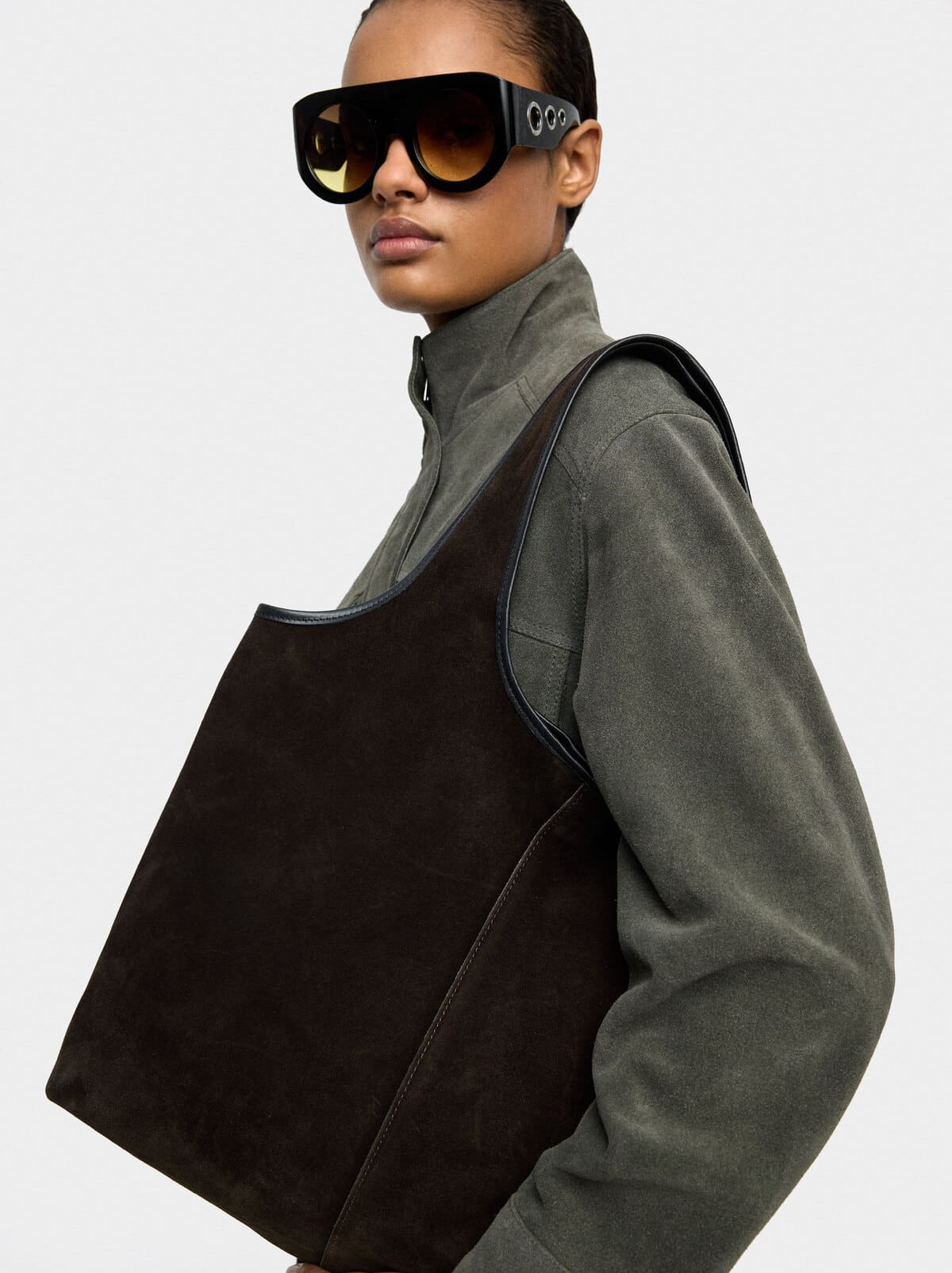 Bolso de hombro de piel