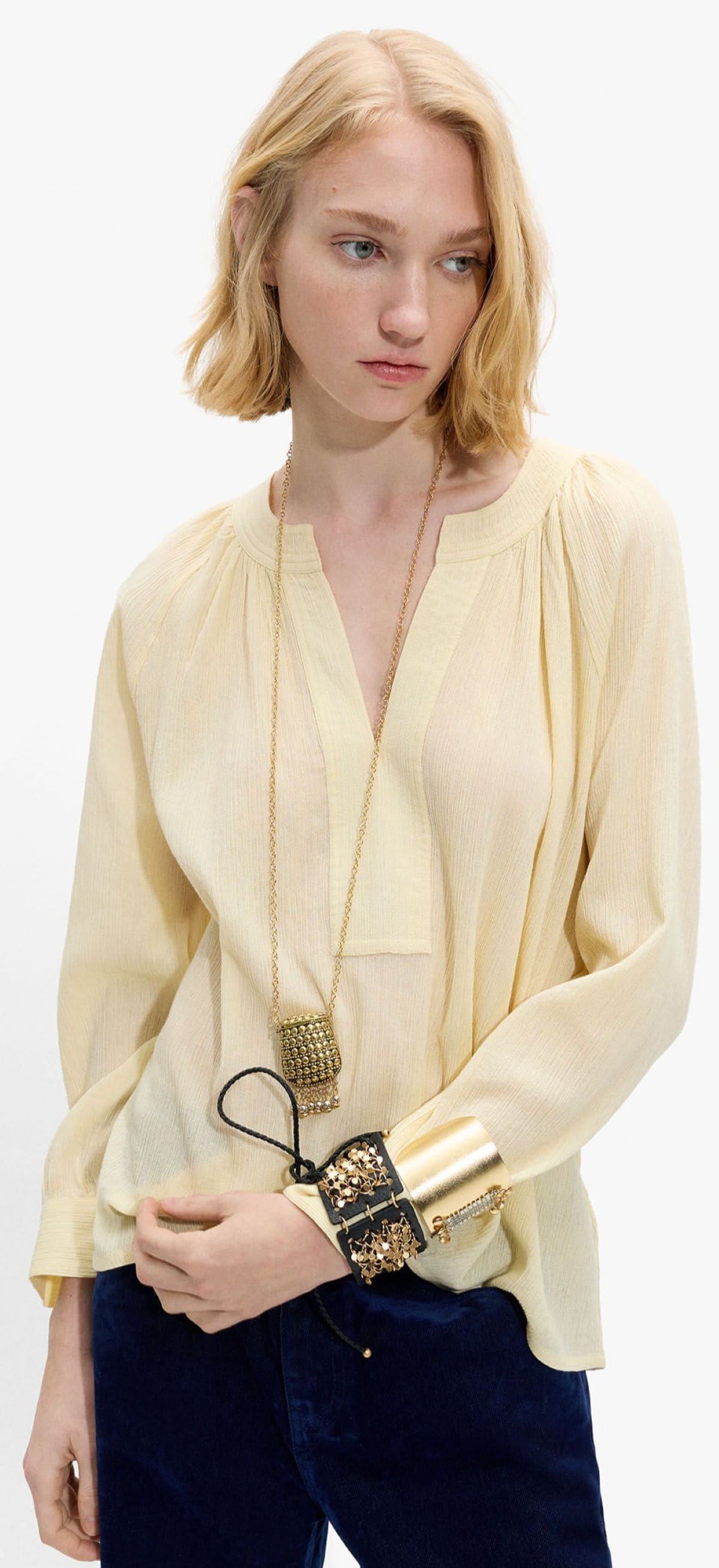 Blusa lisa con textura 100% algodón de Parfois