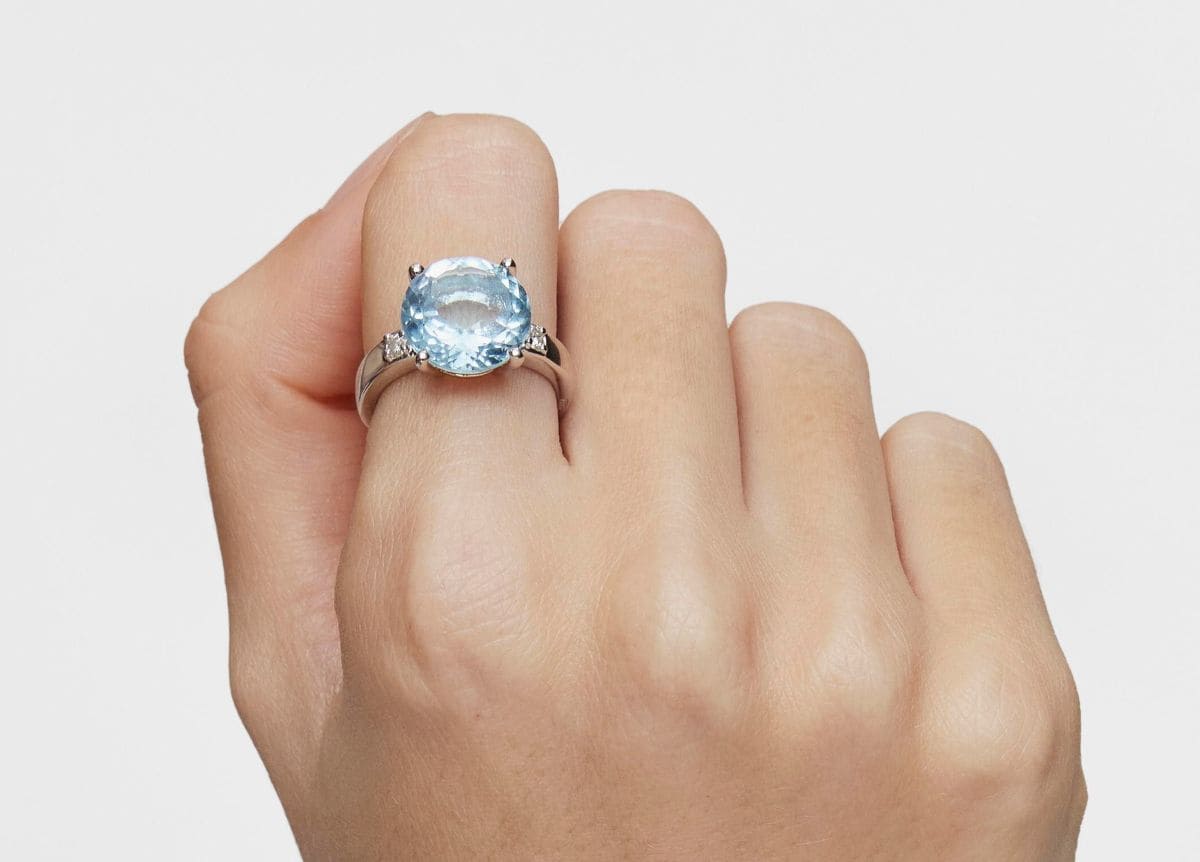 Anillo de plata con diamantes y topacio Basic Colors de TOUS