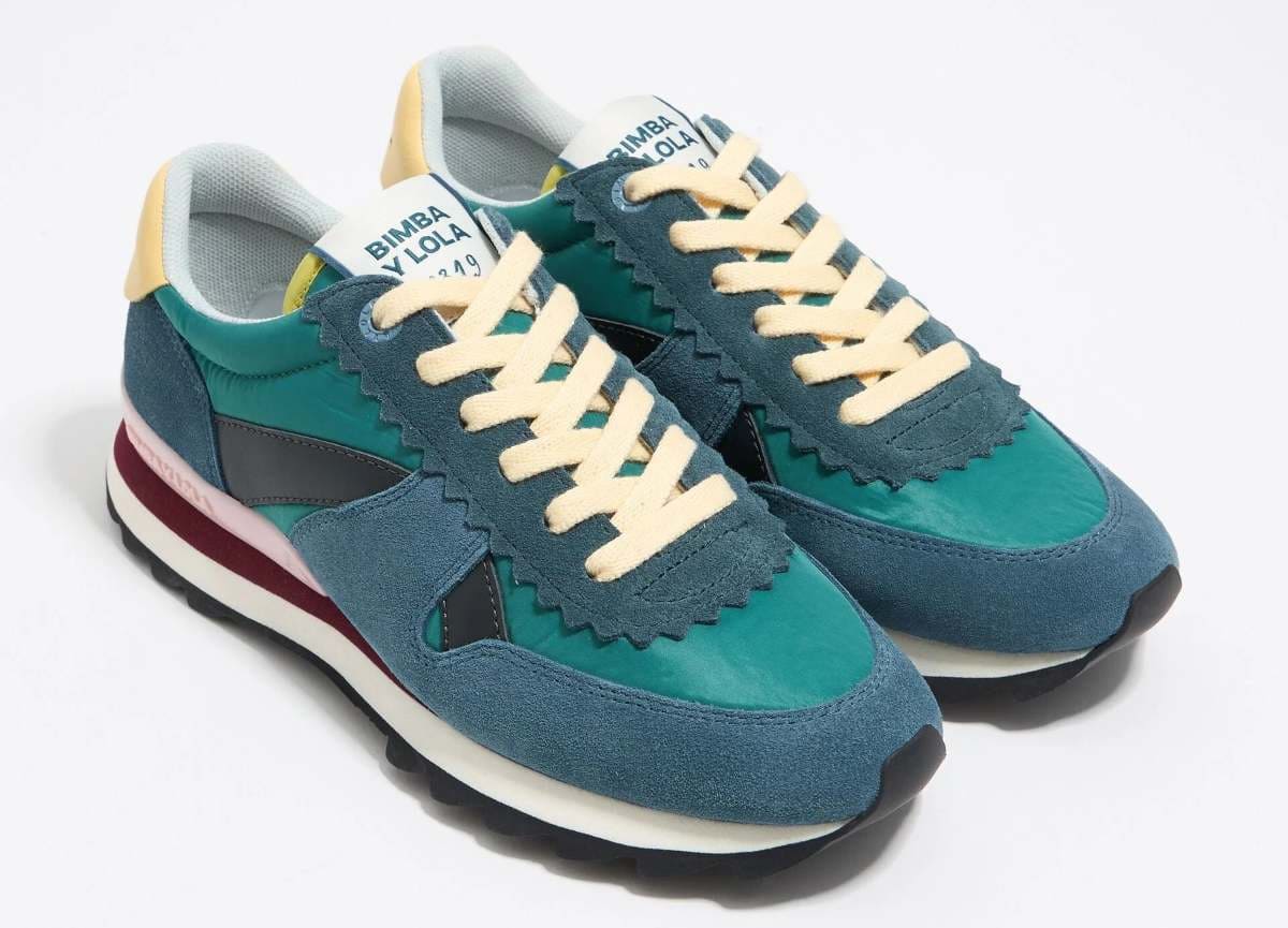 Deportiva técnica serraje y nylon 13 19 turquesa de Bimba y Lola