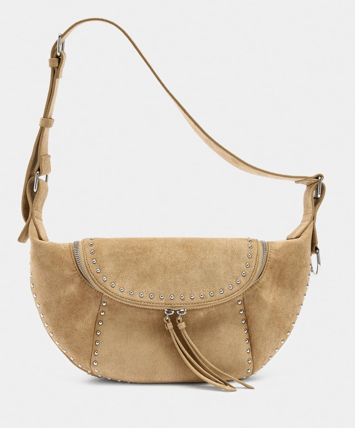Bolso bandolera efecto piel con tachuelas