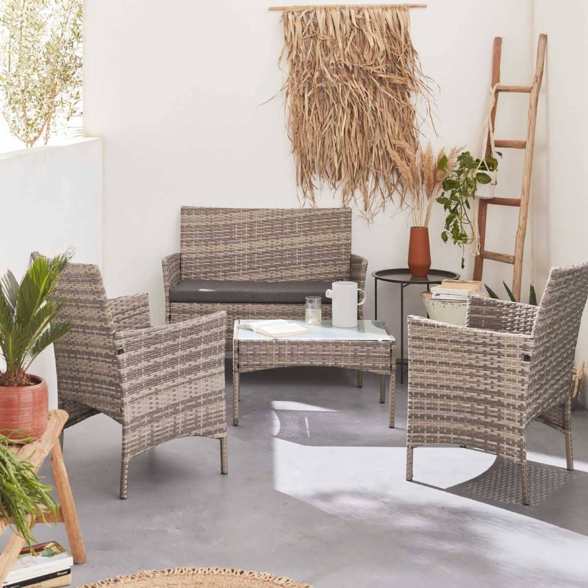 Conjunto De Muebles De Jardín De Resina Tejida, 4 Plazas, Varios Tonos en Carrefour