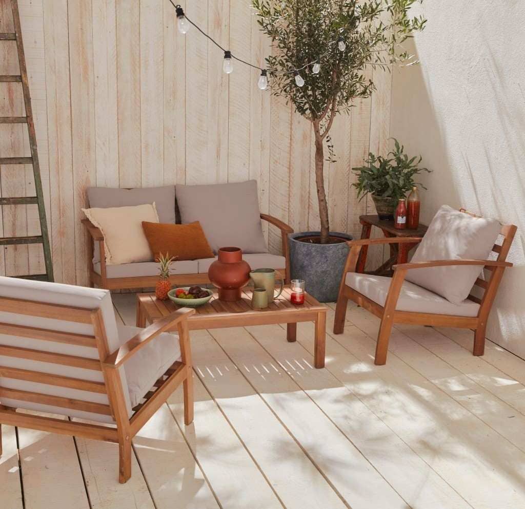 Muebles De Jardín De Madera De 4 Plazas, Madera en Carrefour