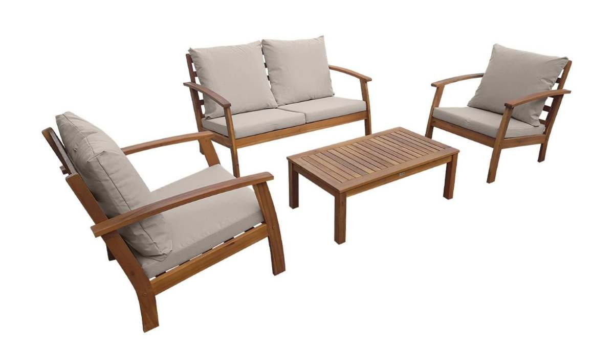 Muebles De Jardín De Madera De 4 Plazas, Madera en Carrefour