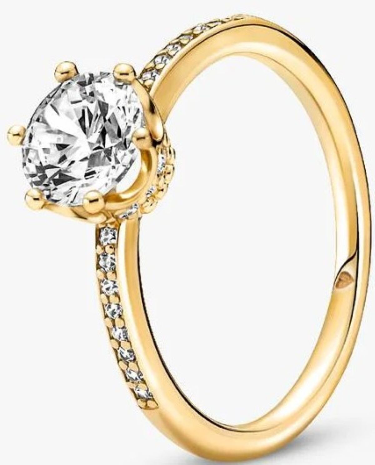 Anillo solitario Corona Brillante transparente de Pandora