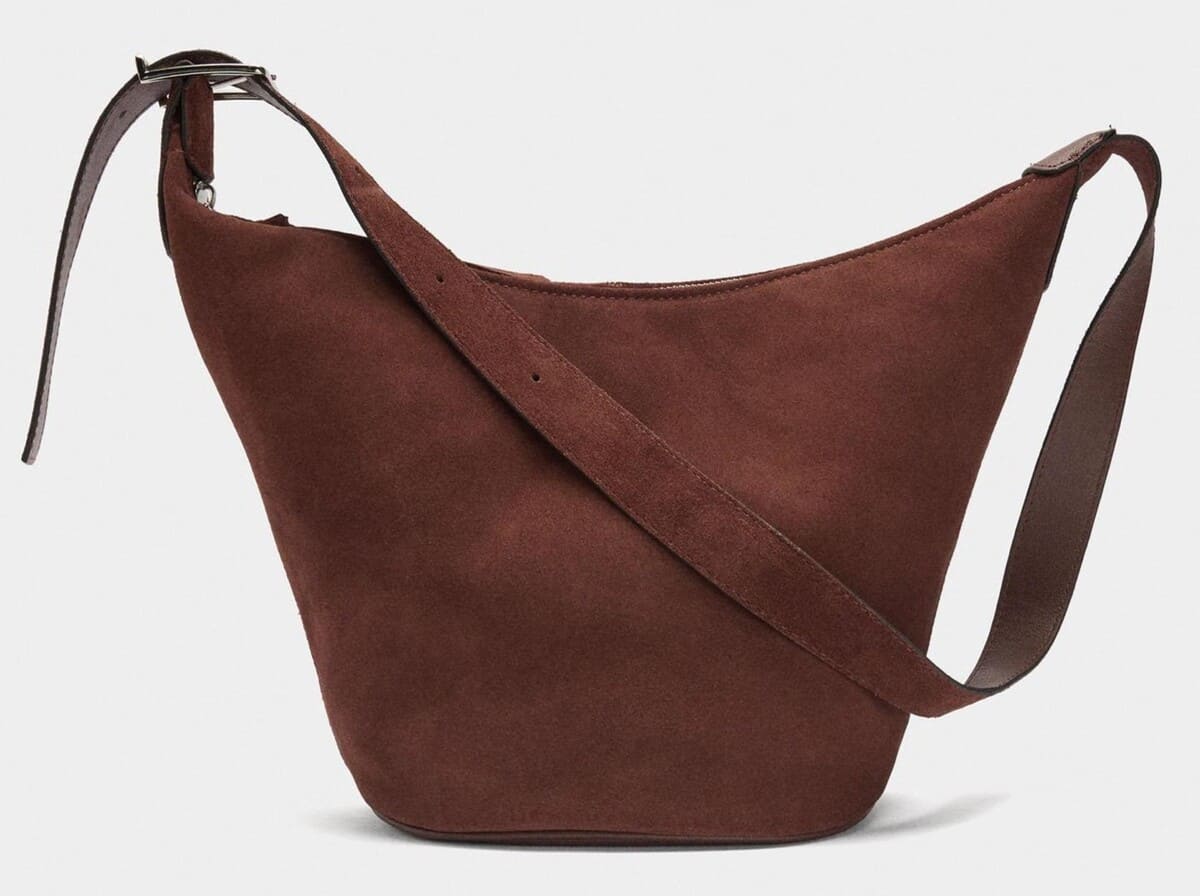 Bandolera de piel con cierre de cremallera en liso