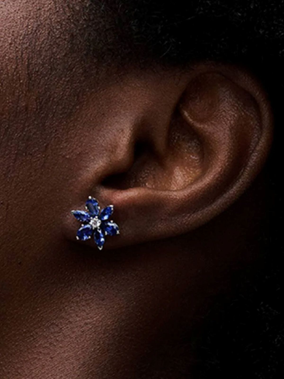 Pendientes de botón Herbario Azul Brillante de Pandora