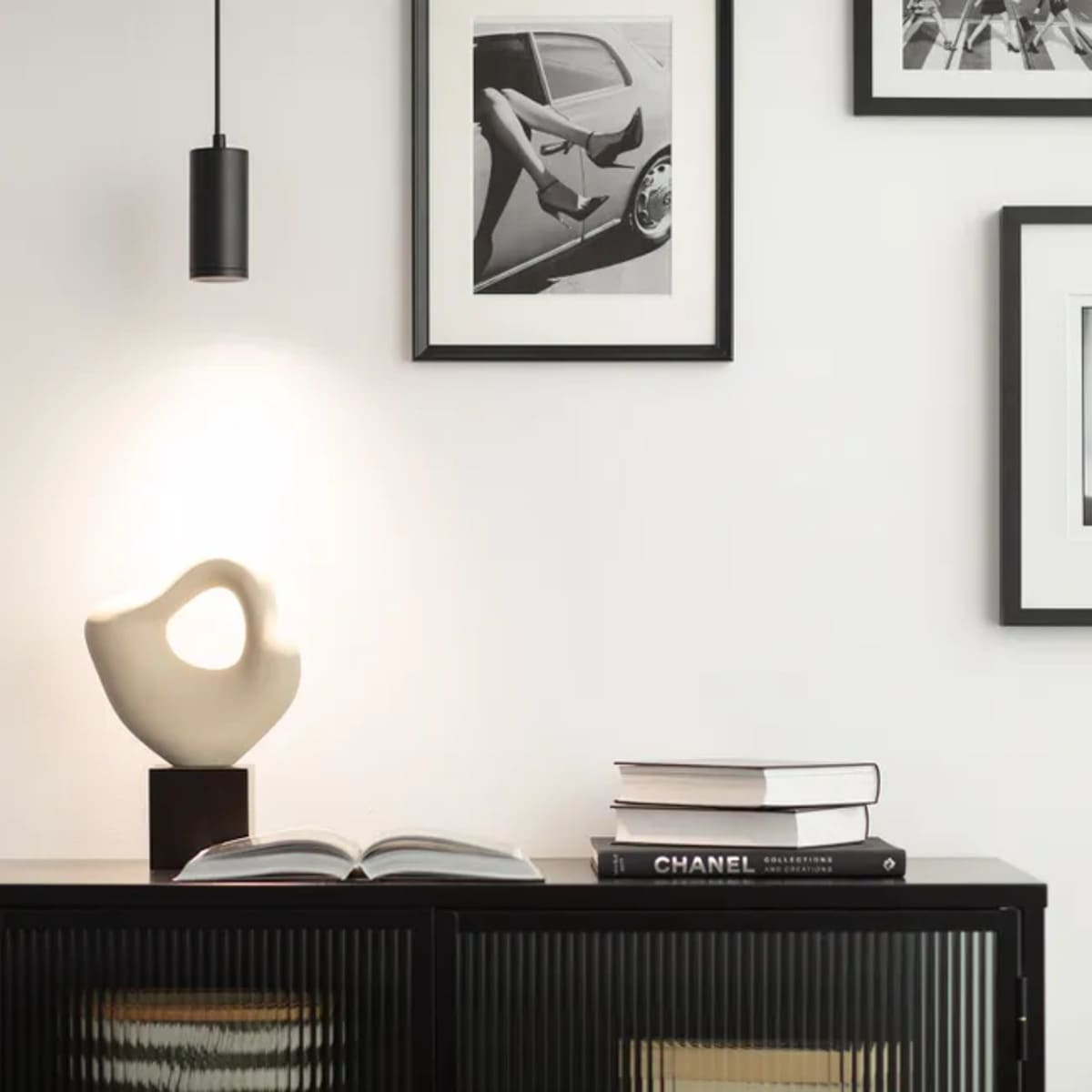 Lámpara colgante de metal y cuarzo negro, Ledkia