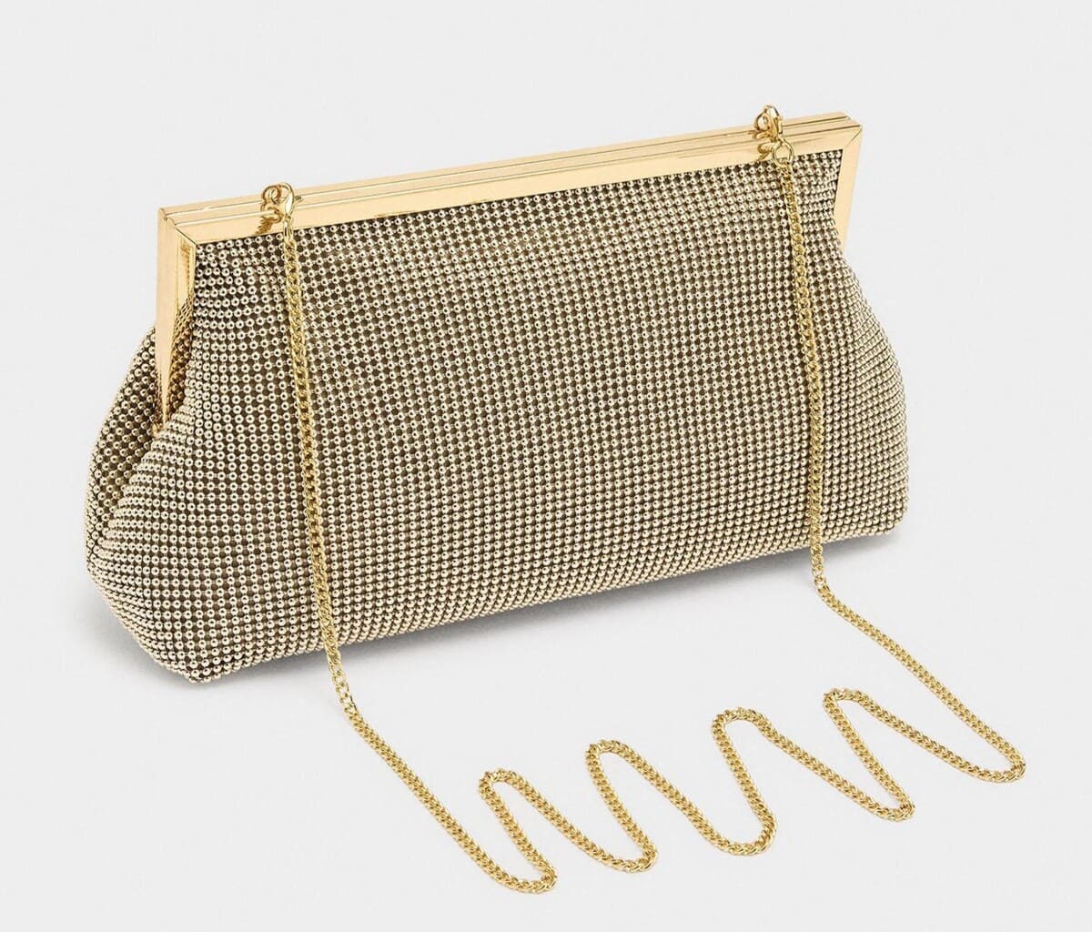 Bolso de fiesta convertible a bandolera efecto mesh con cierre a presión