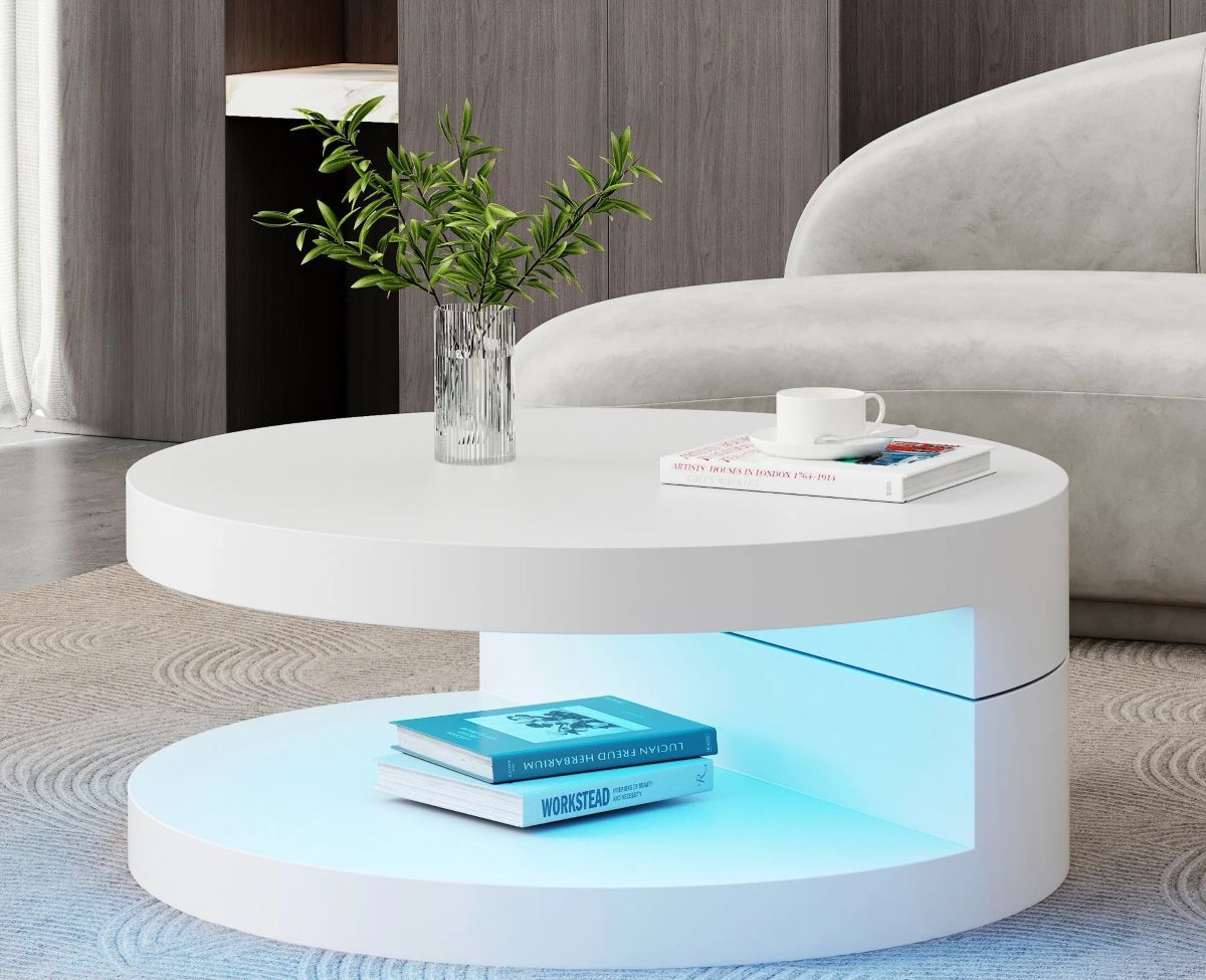 Mesa de centro redonda con tablero giratorio Muebles Chic de Leroy Merlin