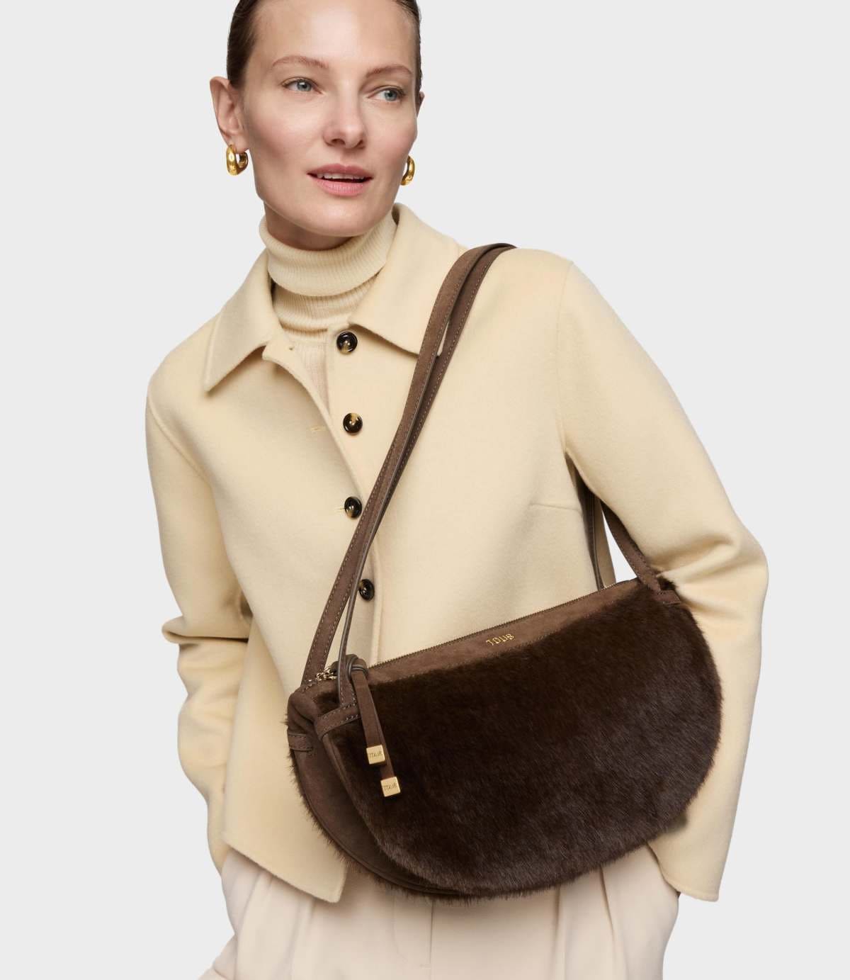 Bolso de hombro marrón TOUS Halfmoon