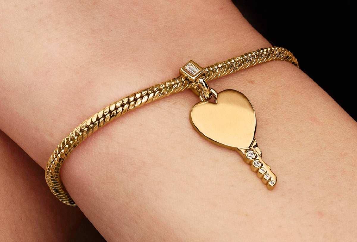 Colgante Etiqueta Grabable Llave Corazón de Pandora