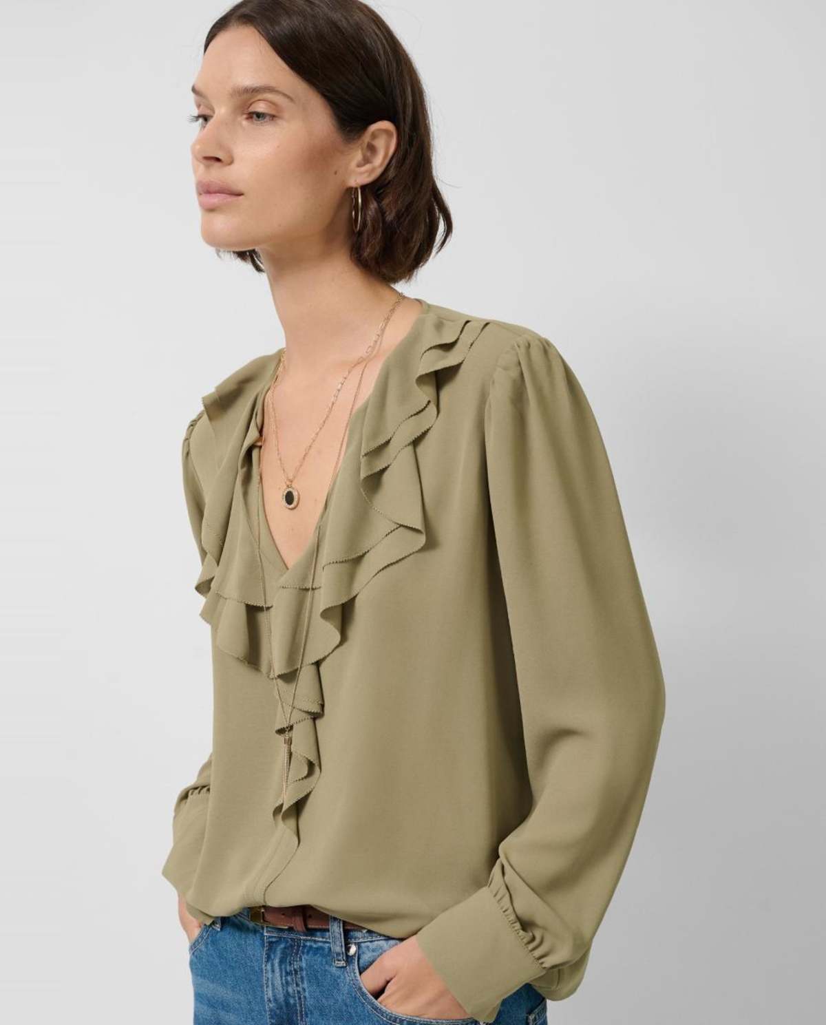 Roberto Verino Blusa de mujer manga larga con volante en El Corte Inglés