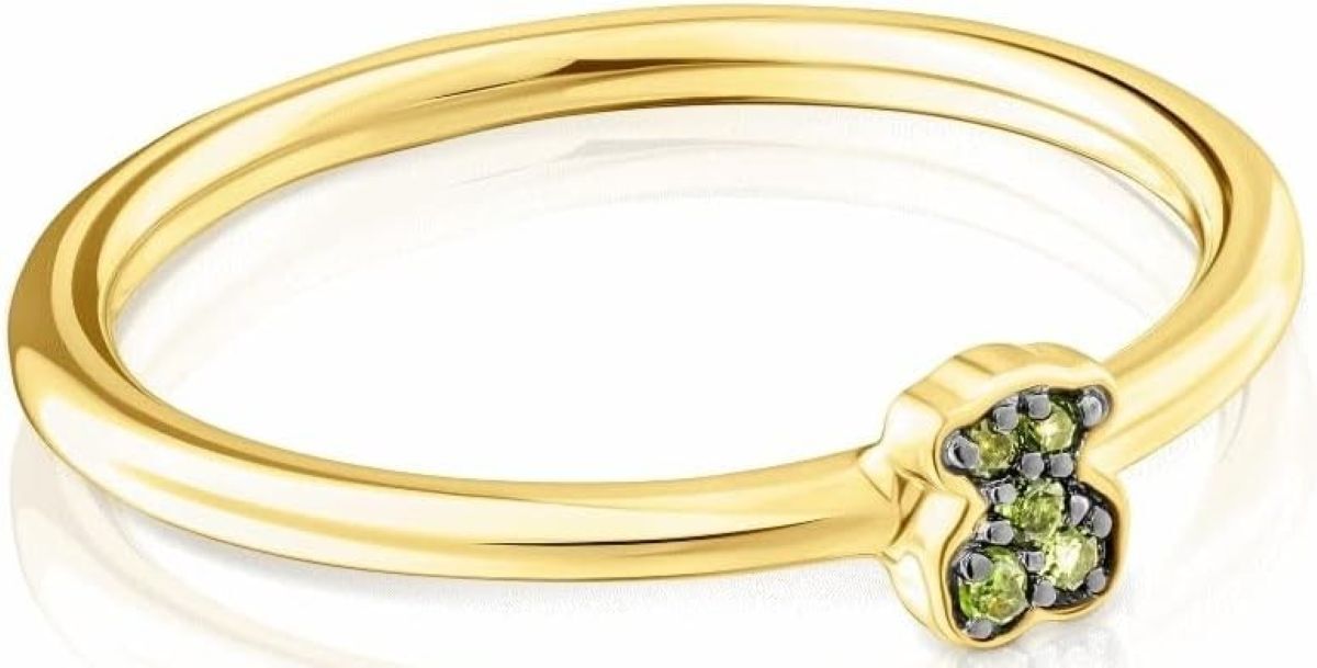 Anillo con baño de oro 18Kt con oso de cromodiópsidos Tous de Amazon