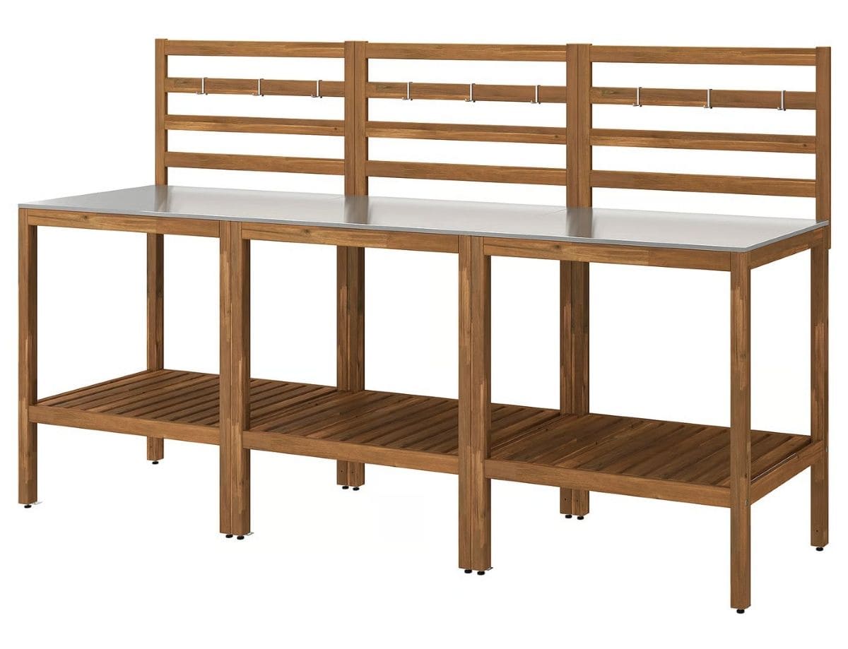 NÄMMARÖ Cocina de exterior tinte marrón claro acero inoxidable de Ikea