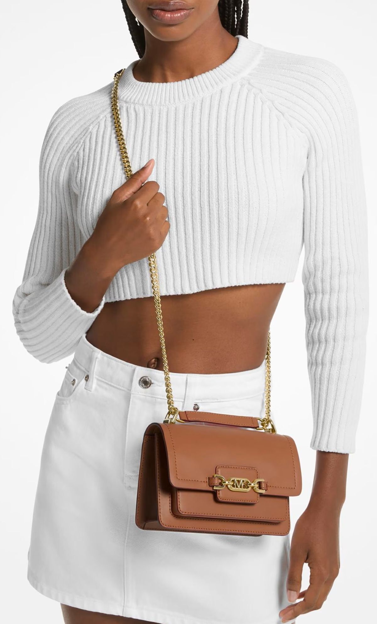 Bolso bandolera Heather de piel con asa de cadena Michael Kors de El Corte Inglés