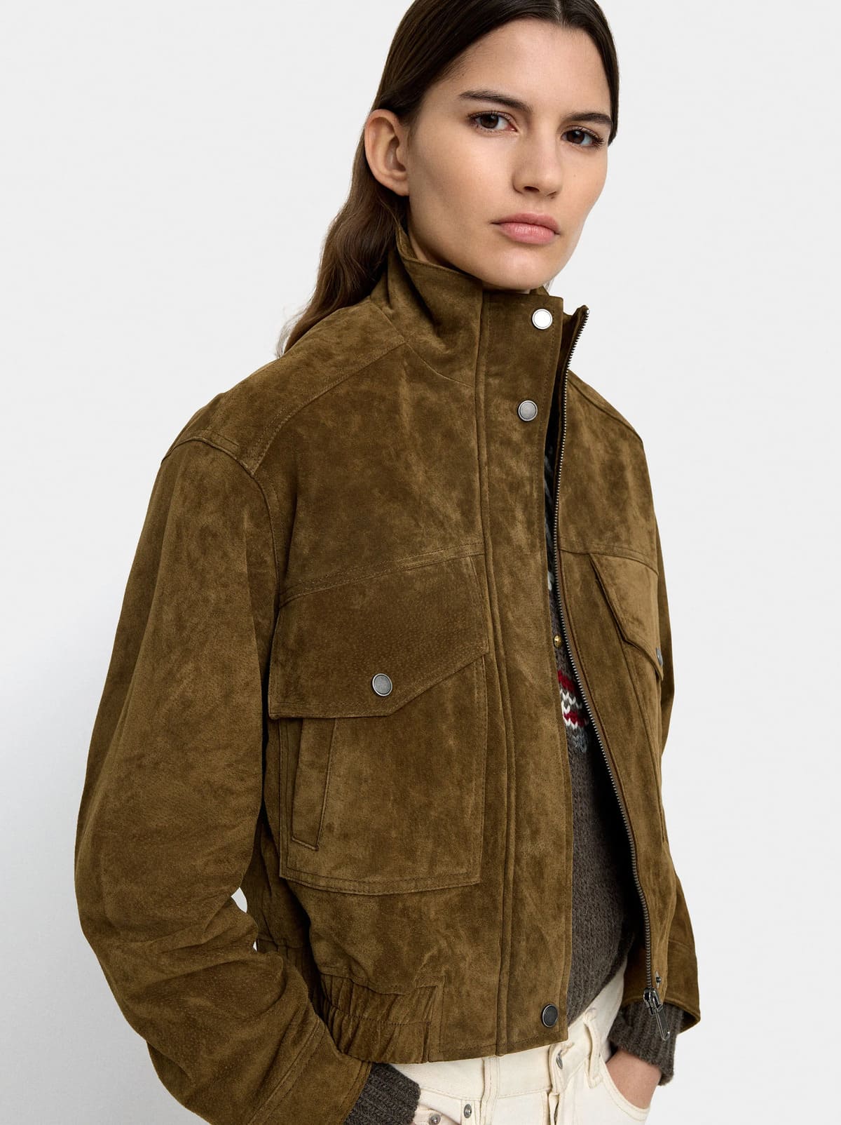 Chaqueta de piel con bolsillos