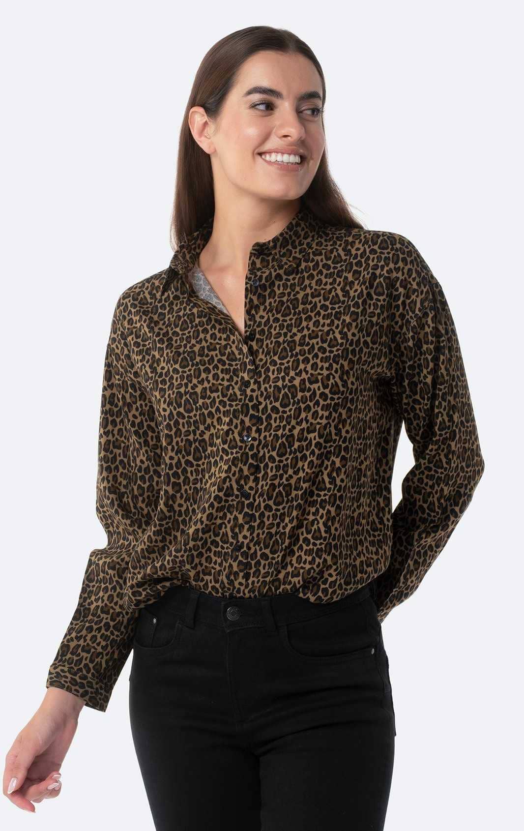 Blusa estampada de manga larga con cuello camisero de Mujer TEX de Carrefour