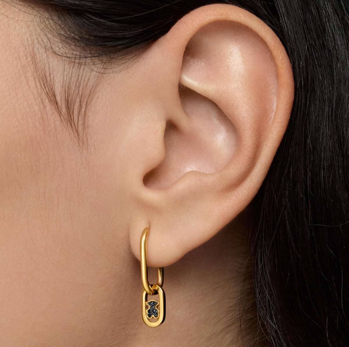 Pendientes de aro con baño de oro 18 kt sobre plata y espinelas Camille