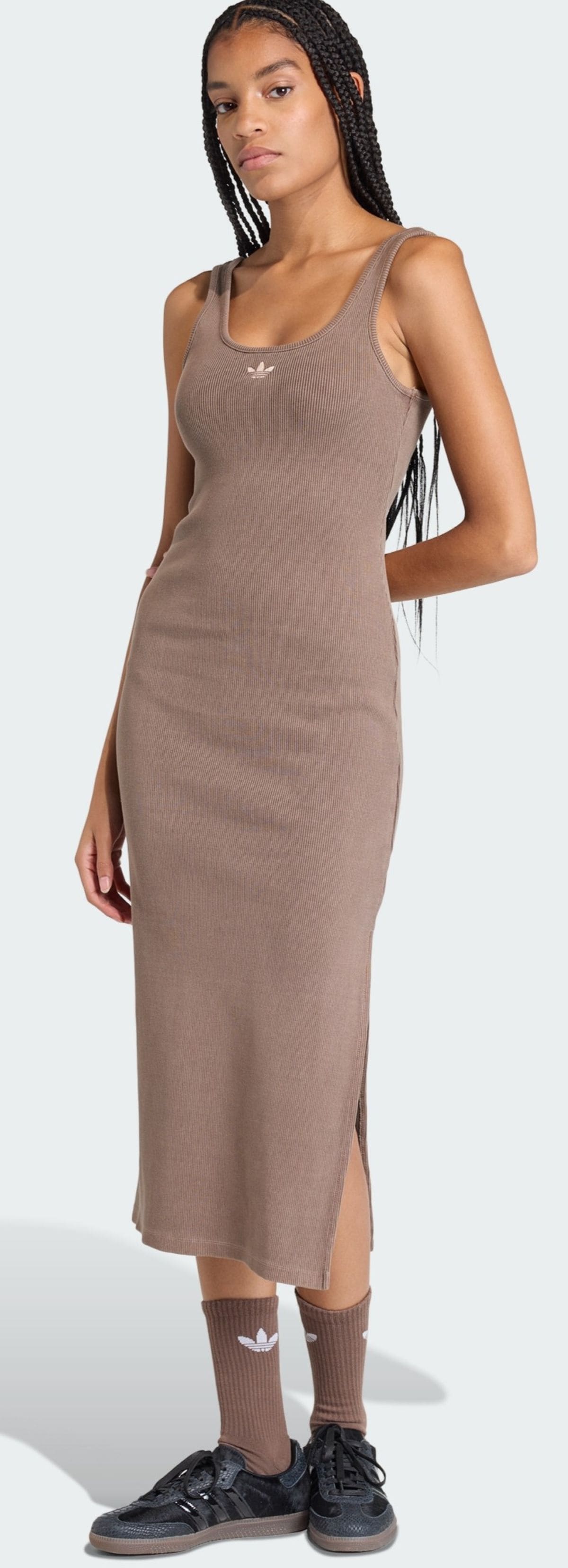 Vestido largo canalé con tirantes Adidas Essential efecto lavado