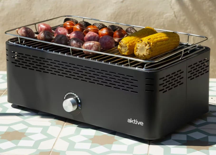 Barbacoa sin humo rectangular negra sobremesa de Decathlon