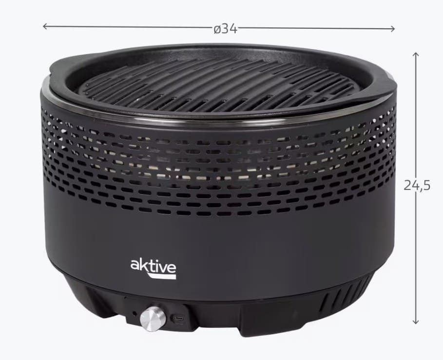 Barbacoa sin humo redonda negra 2 en 1 sobremesa de Decathlon