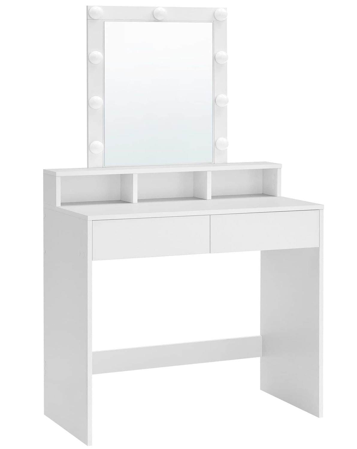 Tocador Moderno Blanco Con Espejo Iluminado Led Ajustable