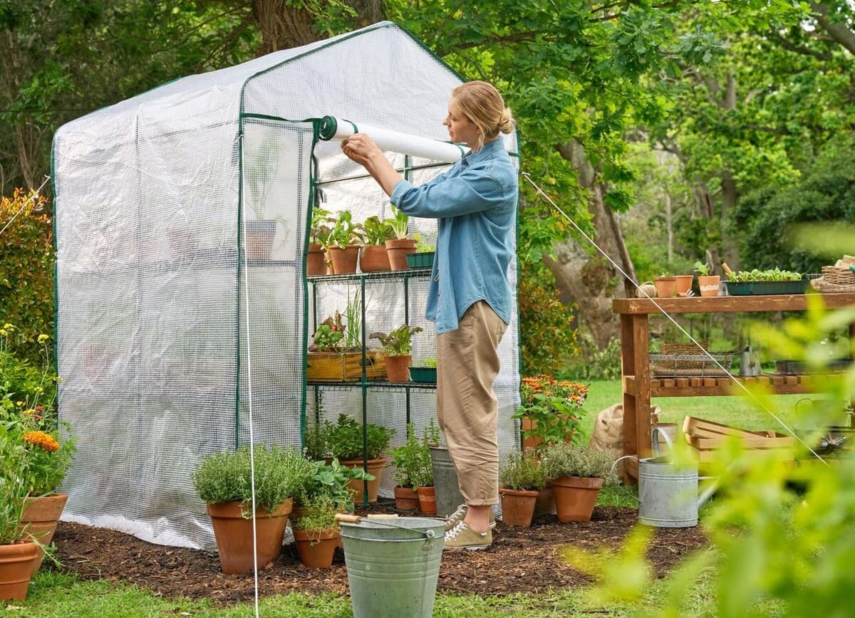 Invernadero transitable de 3,9 m³ con película de malla GRS, Parkside