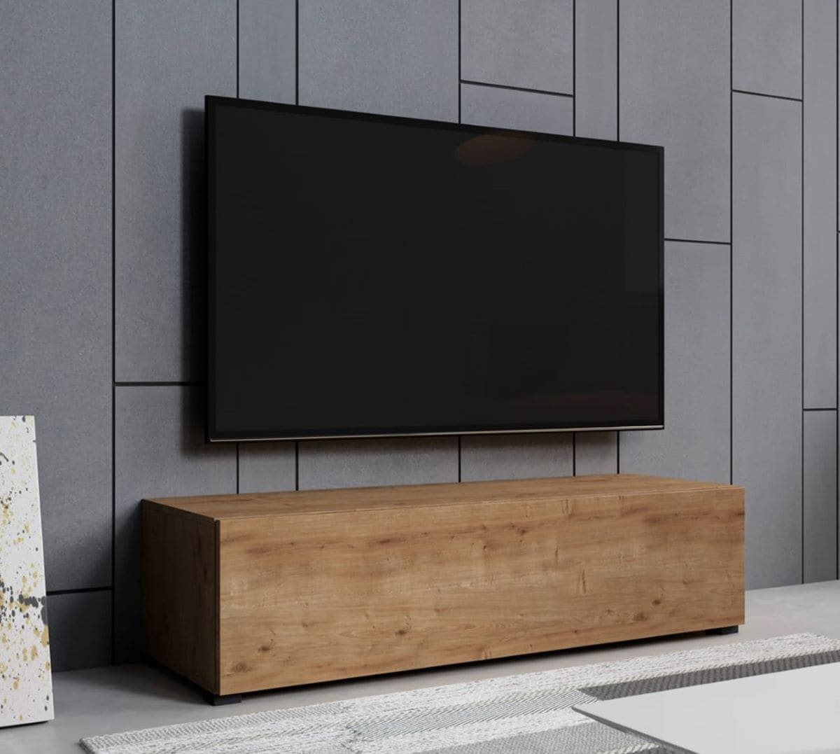 Mueble de TV bajo de 1 puerta y 3 compartimientos Aitana A1