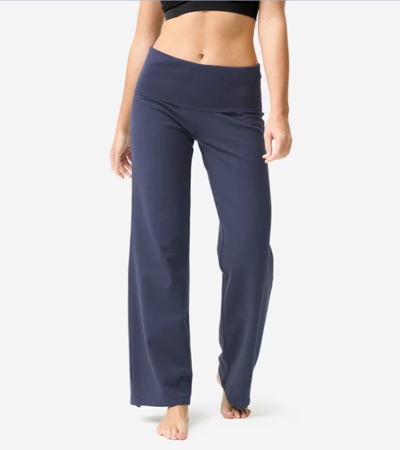 KIMJALY Pantalón Yoga Suave Mujer Azul Oscuro Talle Alto en Decathlon