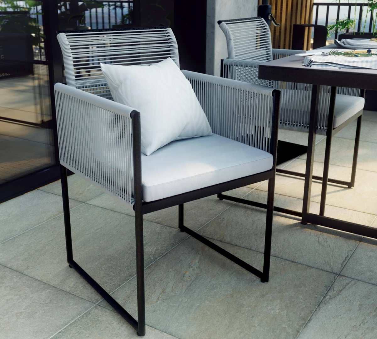 Set de muebles de balcón Naterial Compass de acero gris para 4 personas de Leroy Merlin