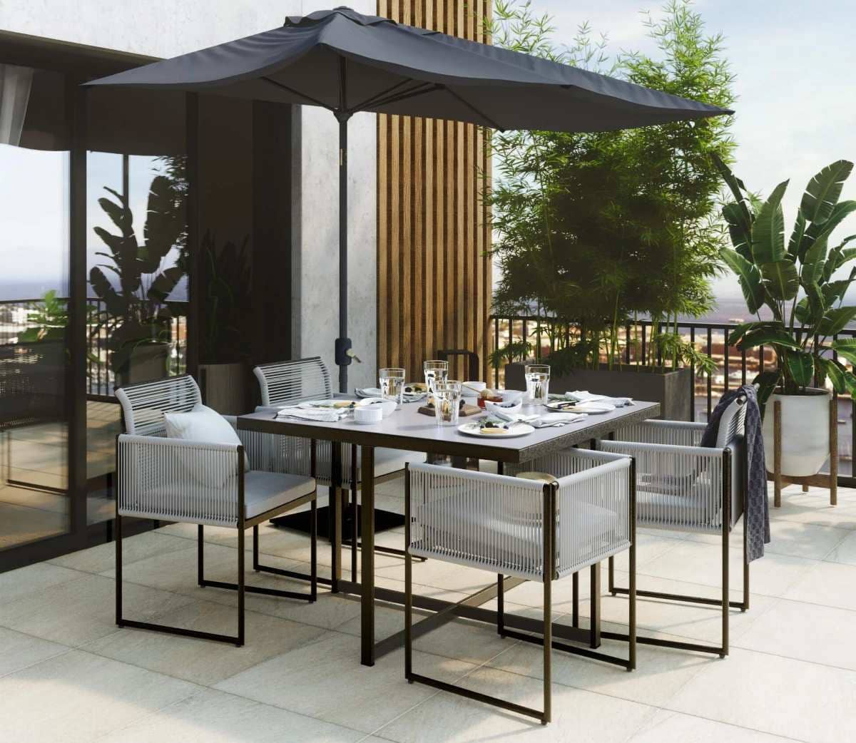 Set de muebles de balcón Naterial Compass de acero gris para 4 personas de Leroy Merlin