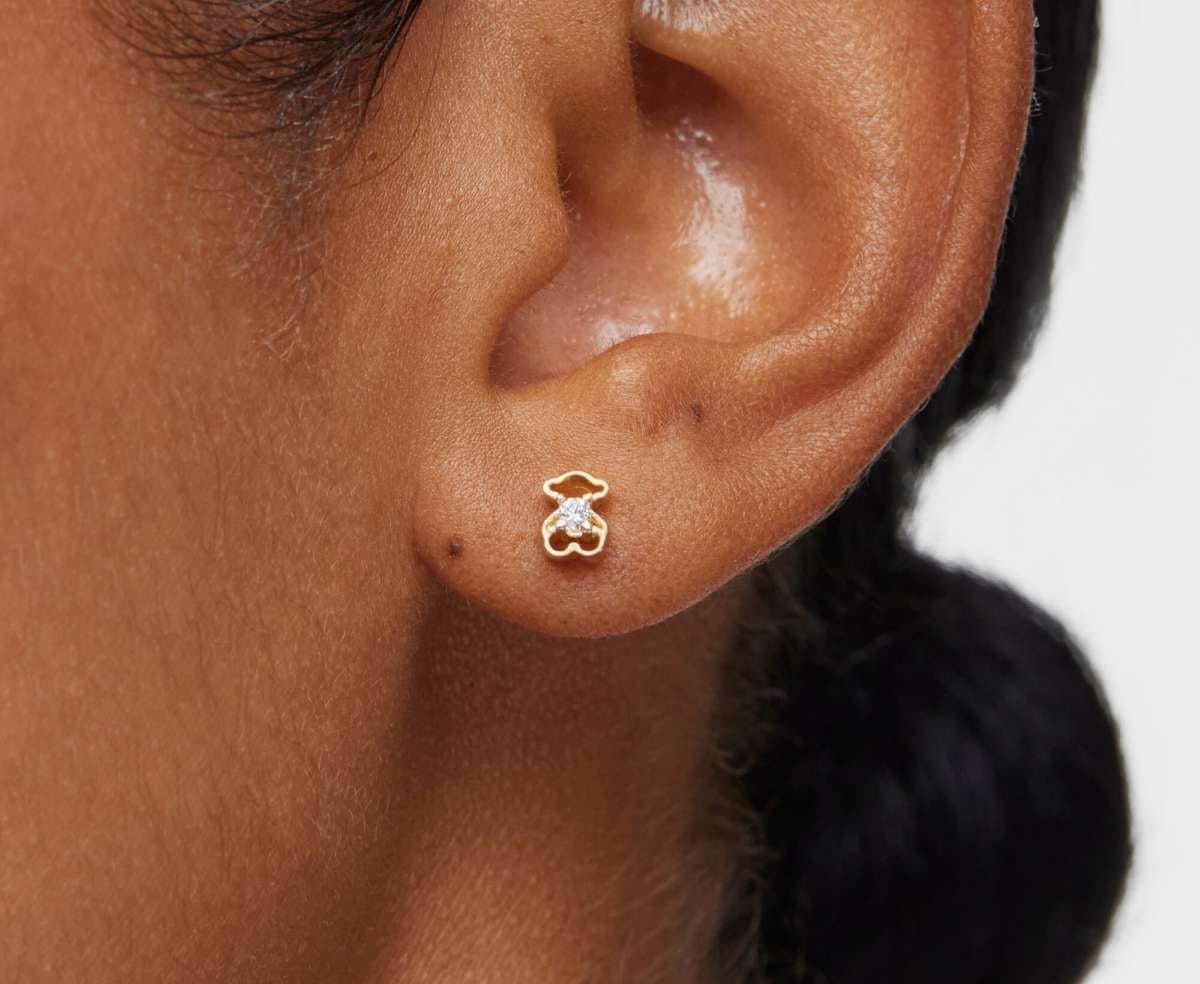 Pendientes en oro amarillo y diamante TOUS Bear