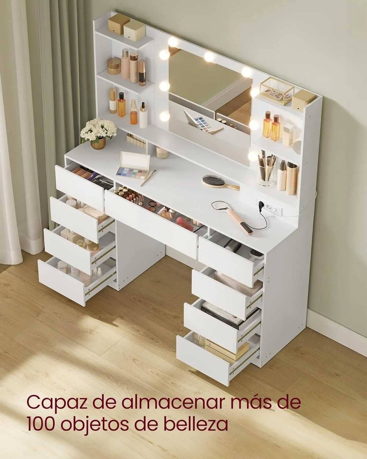 Tocador con espejo LED y estación de carga de Leroy Merlin