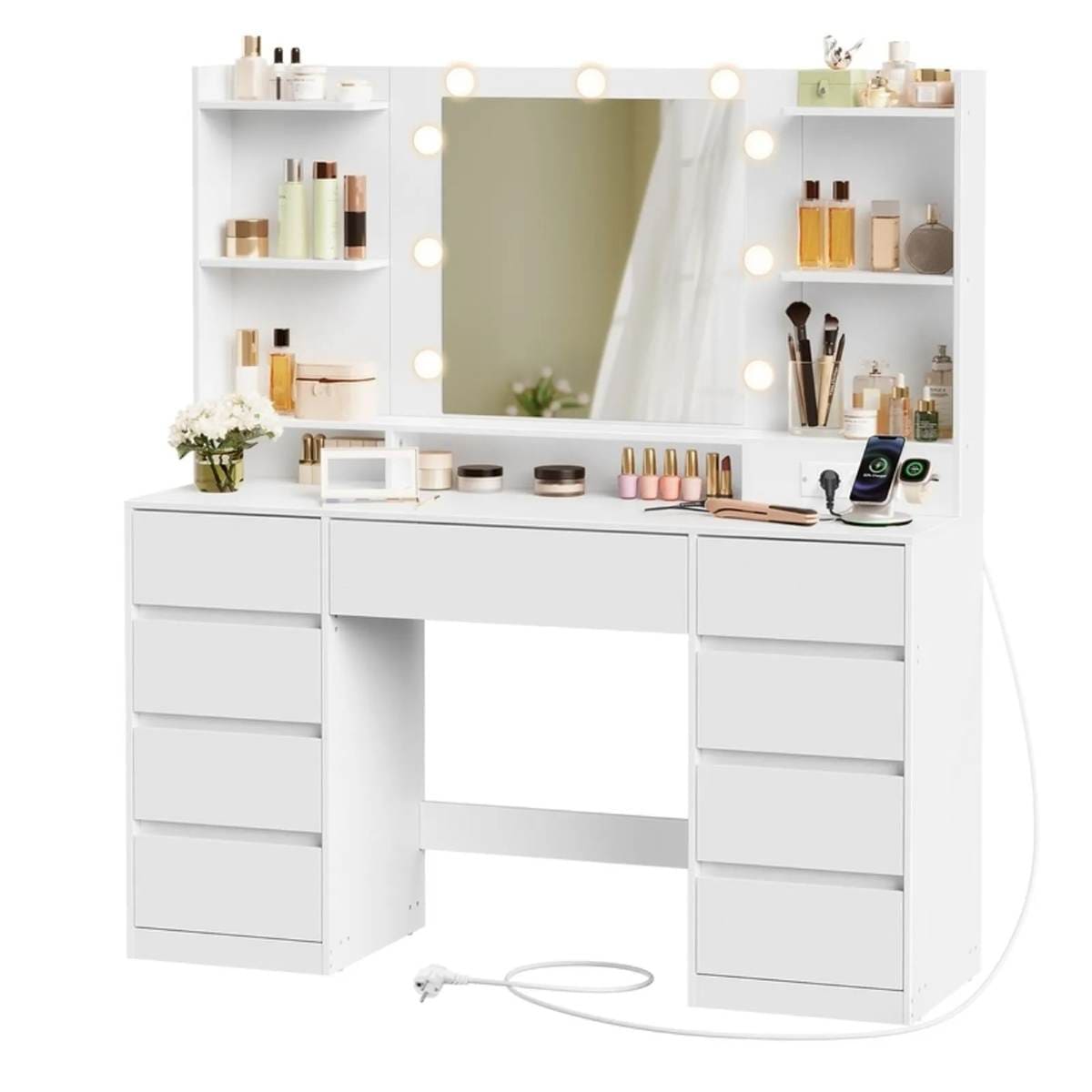 Tocador con espejo LED y estación de carga de Leroy Merlin