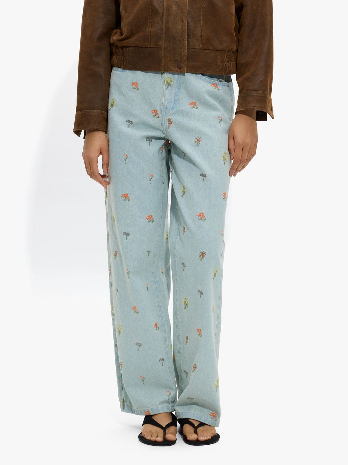 Pantalón vaquero con bordados 100 algodón