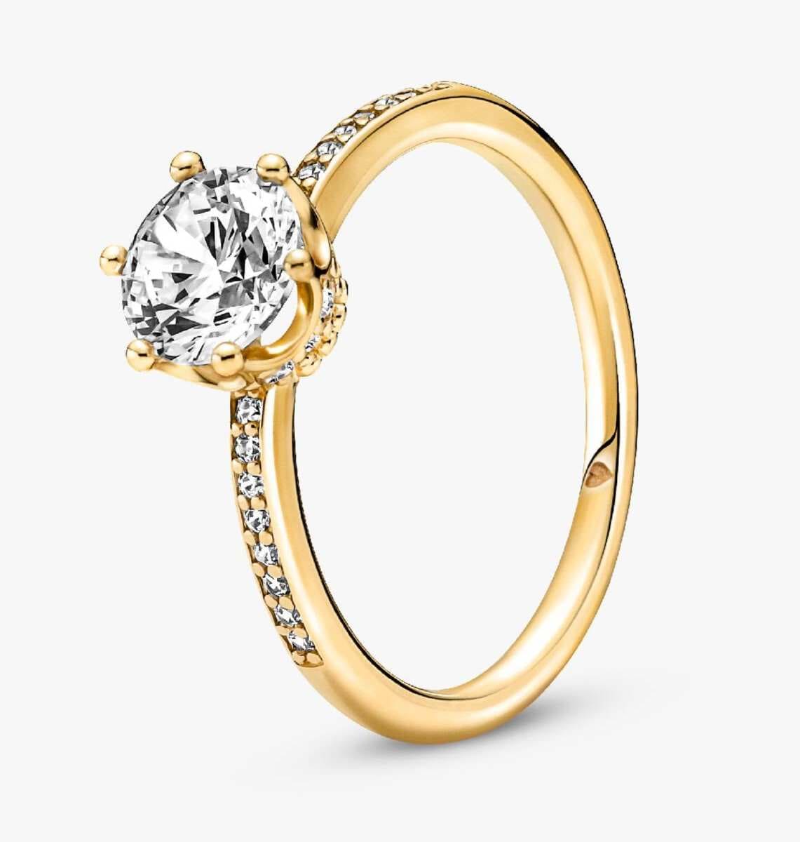 Anillo Solitario Corona Brillante Transparente de Pandora