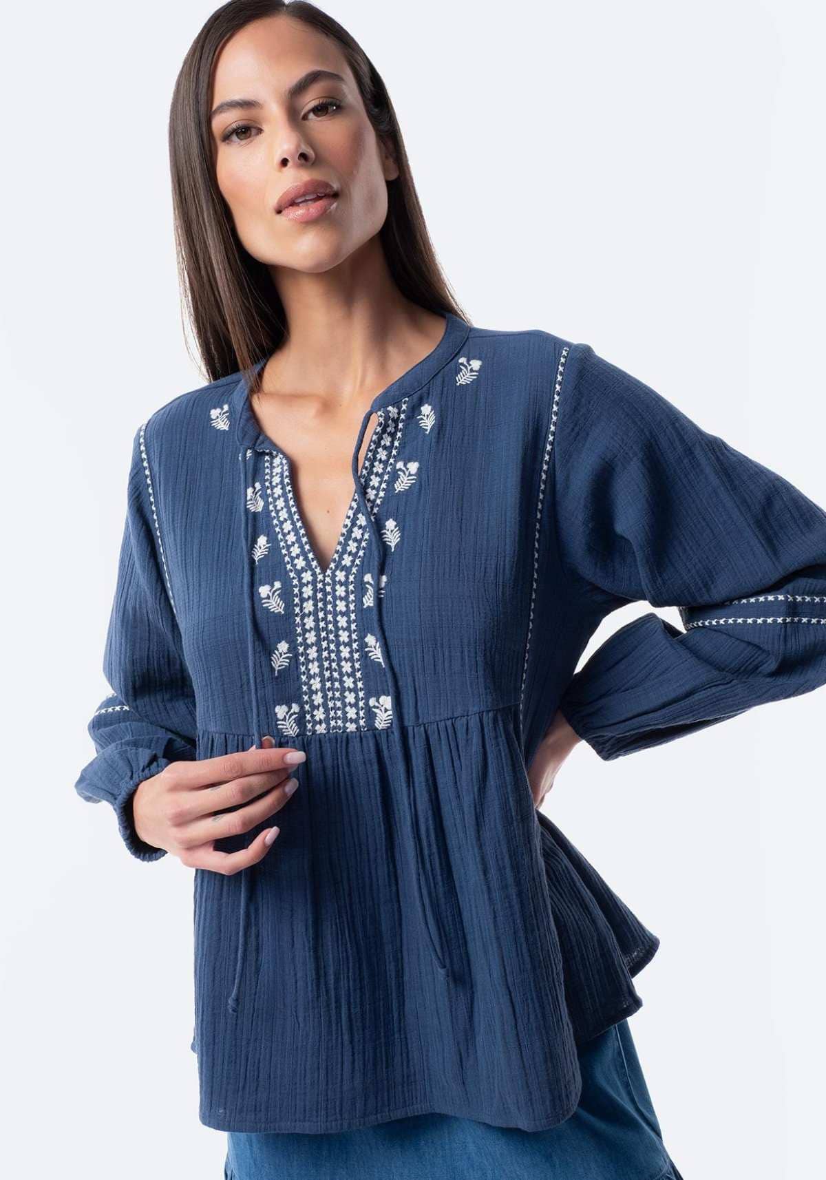 Blusa de algodón bordada de Mujer TEX en Carrefour