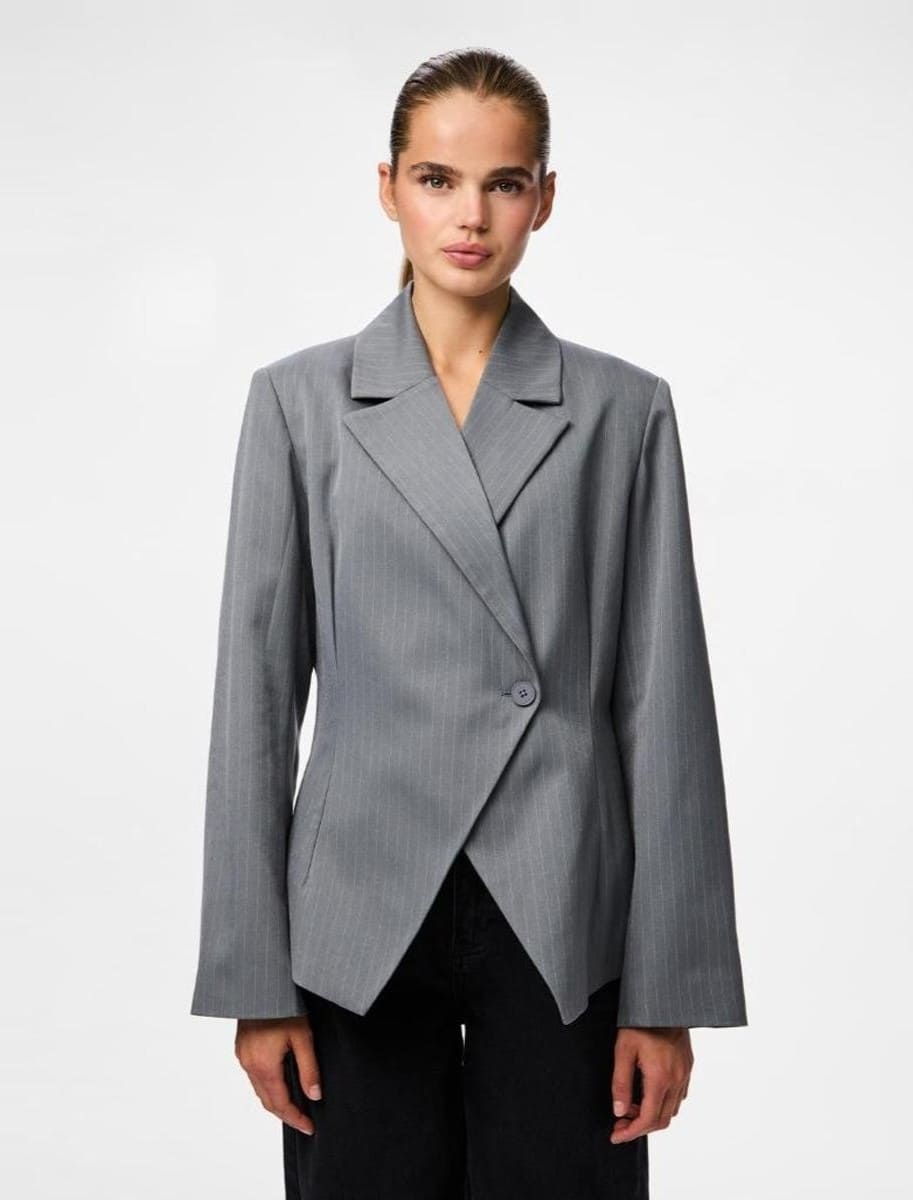 Pieces Blazer asimétrica de raya diplomática de mujer en El Corte Inglés